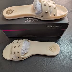 Vince Camuto Studded Cream Slide Sandals
